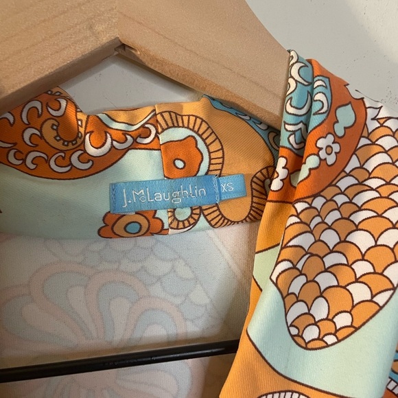 J.McLaughlin||Chinoiserie Panama Wrap Dress Orange, Knee Length Size XS - Picture 3 of 6